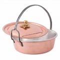 Hand Tinned Copper Casserole, Lid and Arched Handle 34 cm - MariaG
