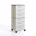 Modern design chest of 6 drawers Irma, with natural wood top