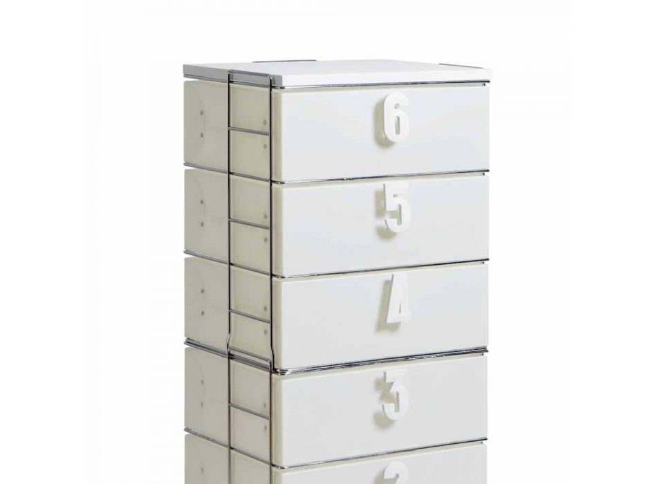 Drawer unit 6 drawers in white MDF with Yodi numerical handles