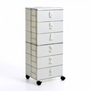 Drawer unit 6 drawers in white MDF with Yodi numerical handles