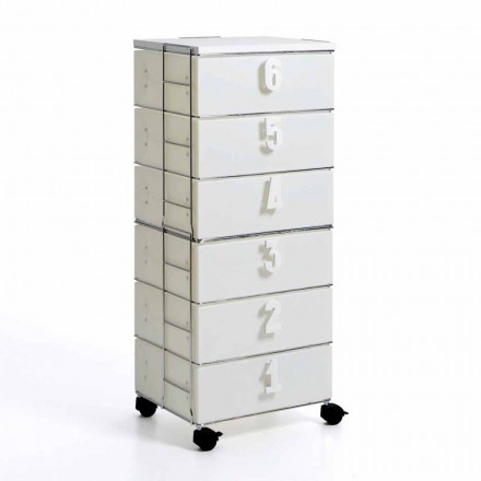 Drawer unit 6 drawers in white MDF with Yodi numerical handles Viadurini