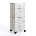 Chest of drawers Yodi with 6 drawers made of white MDF, modern design
