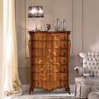 Chest of 7 Drawers in Inlaid Walnut Wood Made in Italy - Commodus Viadurini