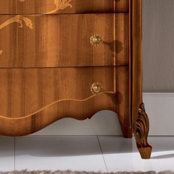 Chest of 7 Drawers in Inlaid Walnut Wood Made in Italy - Commodus