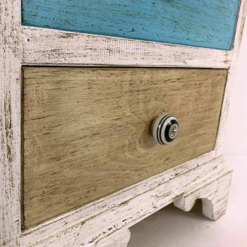 Artisan Chest of Drawers with 4 Drawers in White Wood Made in Italy - Manhattan