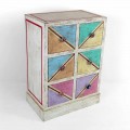 Handcrafted Wooden Chest of Drawers with Colored Drawers Made in Italy - Brighella