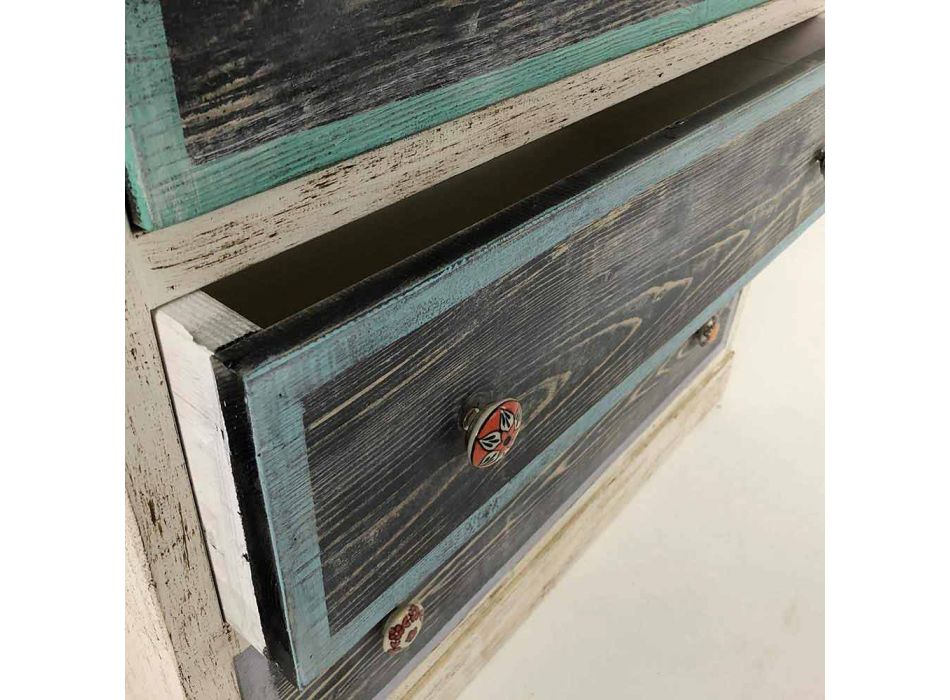 Artisan Chest of Drawers in Fir Wood with 3 Drawers Made in Italy - Monkey