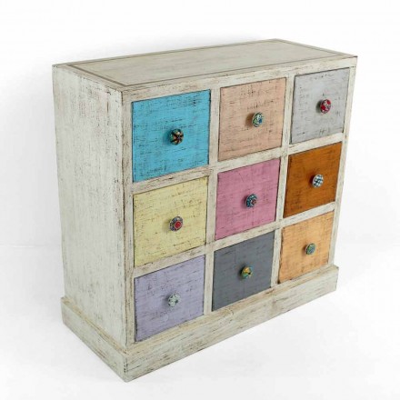 Artisan Chest of Drawers in Solid Wood with 9 Drawers Made in Italy - Pierrot Viadurini