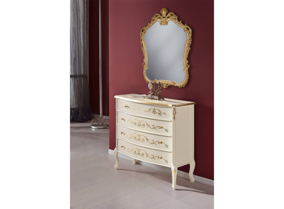 Classic Wooden Bedroom Chest of Drawers Made in Italy - Katerine Viadurini