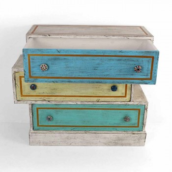 Chest of Drawers with Colored Drawers and Ceramic Knobs Made in Italy - Hendriks