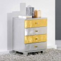 Designer chest of drawers in silver and gold Etty wood, made in Italy