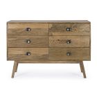Chest of Drawers in Mango Wood with 6 Drawers of Vintage Design - Desiderio Viadurini