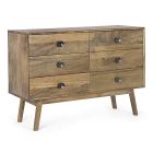 Chest of Drawers in Mango Wood with 6 Drawers of Vintage Design - Desiderio Viadurini