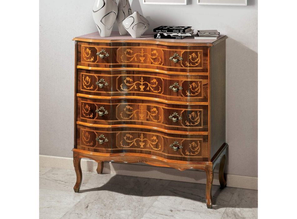 Classic Luxury Walnut Chest of Drawers Made in Italy - Elegant Viadurini