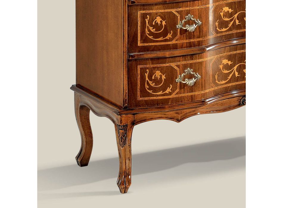 Classic Style Chest of Drawers in Wood with 3 Drawers Made in Italy - Elegant Viadurini