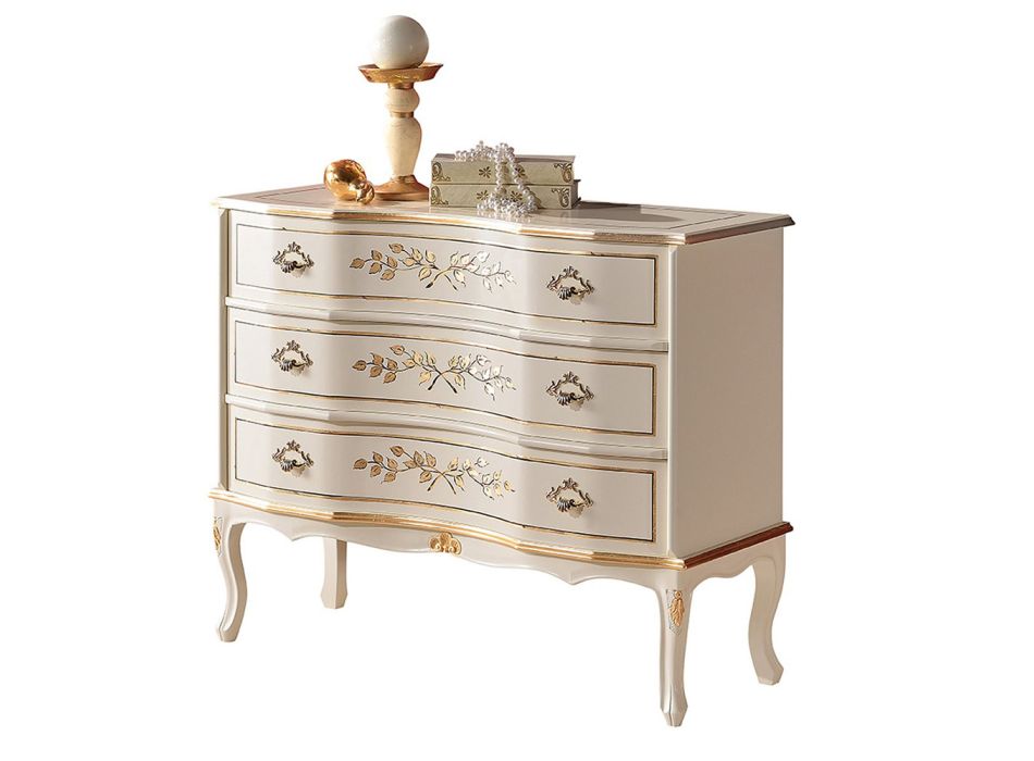 Classic Style Chest of Drawers in Wood with 3 Drawers Made in Italy - Elegant Viadurini