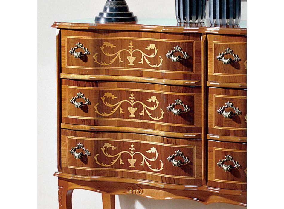 Classic Style Chest of Drawers in Wood with 6 Drawers Made in Italy - Elegant Viadurini