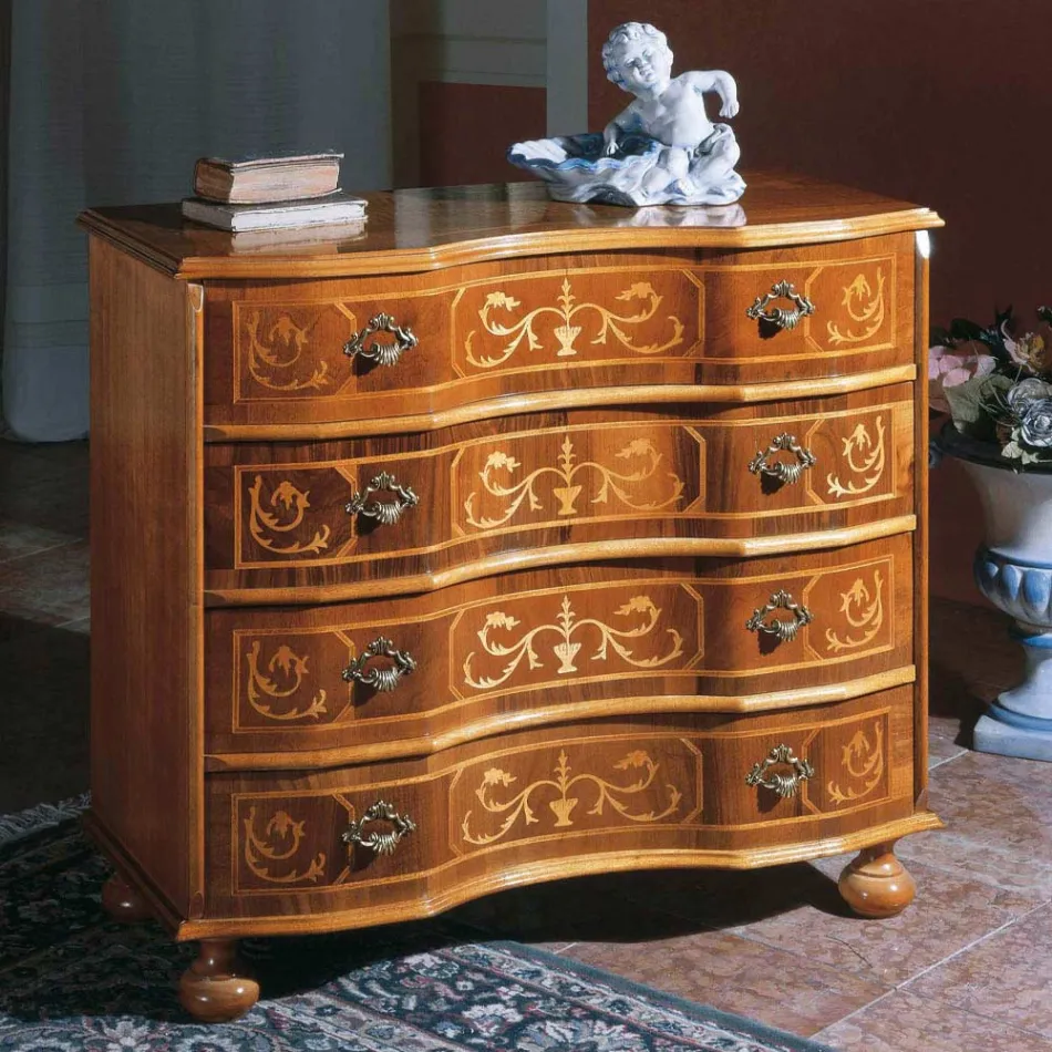 Classic Style Chest of Drawers in Wood with Drawers Made in Italy - Elegant Viadurini