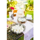 Centerpiece with Flowers in Mud Iron, White or Blue - Marken Viadurini