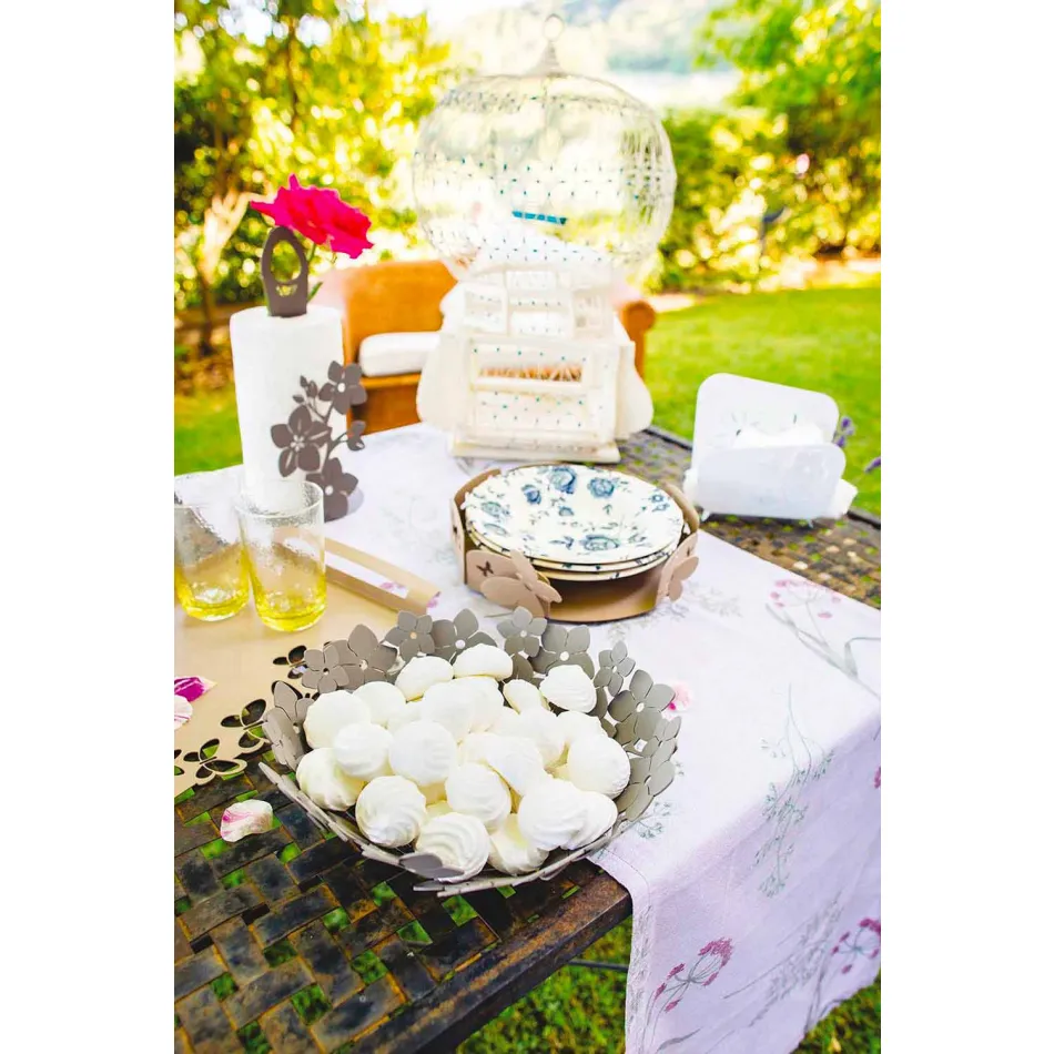 Centerpiece with Flowers in Mud Iron, White or Blue - Marken Viadurini