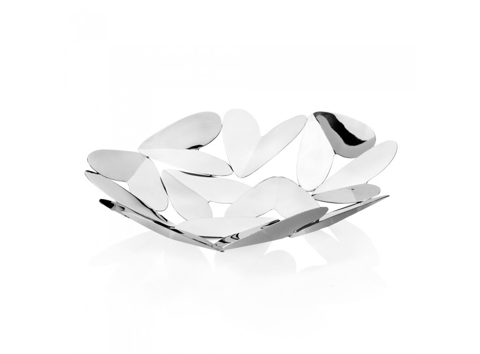 Elegant Design Centerpiece with Silver Metal Hearts Made in Italy - Arlan Viadurini