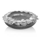 Centerpiece in Smoked Glass and Silver Leaf Metal Decorations - Argast Viadurini