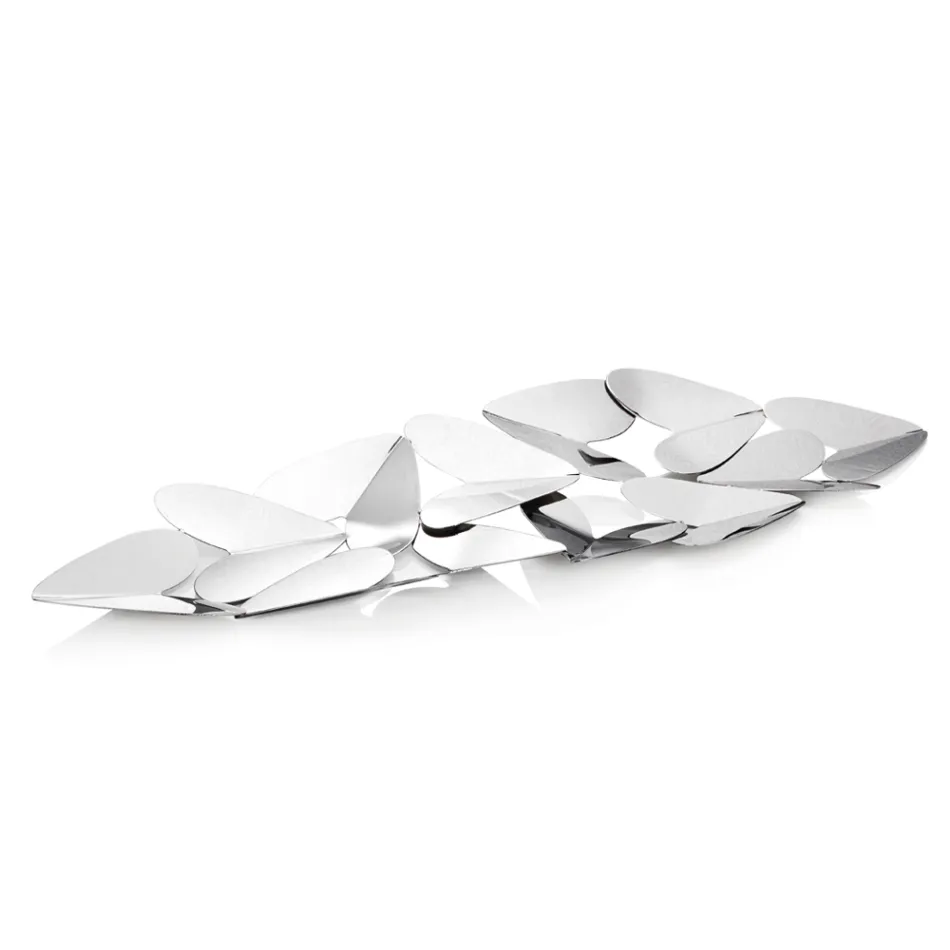 Linear Centerpiece with Silver Metal Hearts Italian Design - Arlan Viadurini
