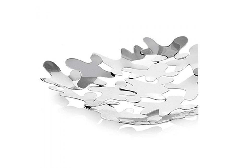 Square Centerpiece Contemporary Design Decorated Silver Metal - Cordoba Viadurini