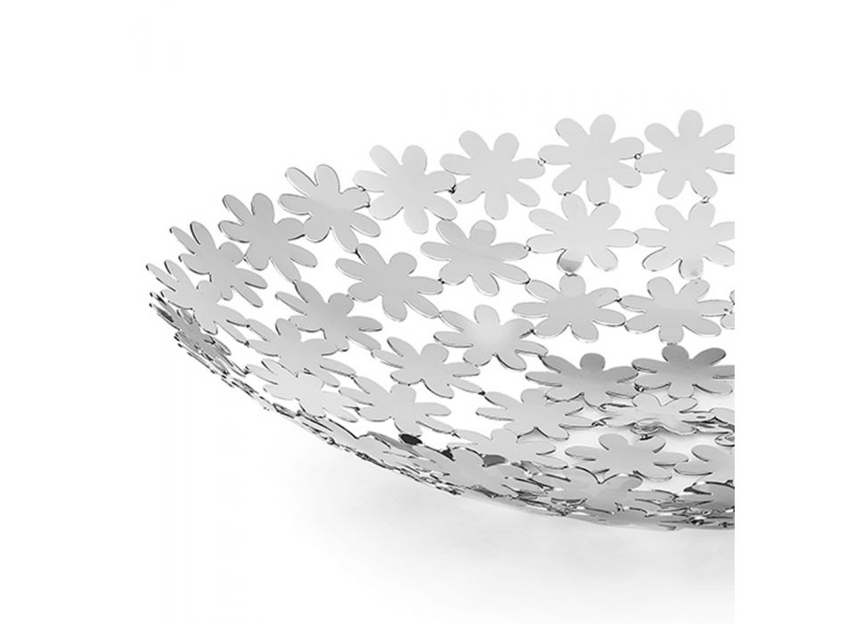 Silver Metal Round Pocket Empty Centerpiece Luxury Flower Decoration - Pinko Viadurini