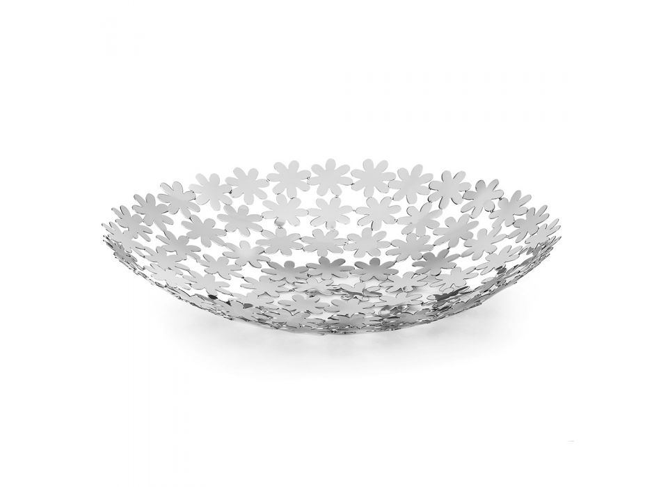 Silver Metal Round Pocket Empty Centerpiece Luxury Flower Decoration - Pinko Viadurini