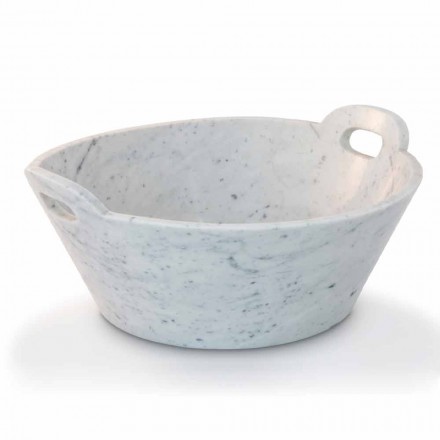 Basket in White Carrara Marble of Italian Luxury Design - Tinozzo Viadurini