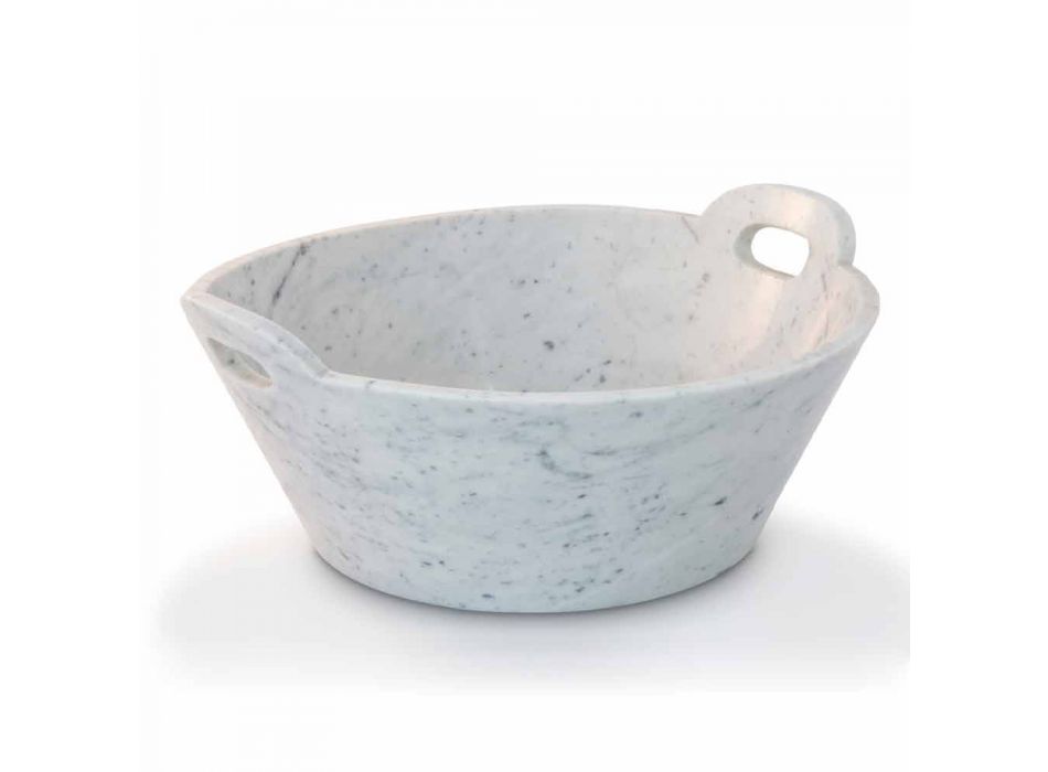 Basket in White Carrara Marble of Italian Luxury Design - Tinozzo Viadurini