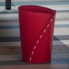 Leather waste paper basket for Servus office, handmade in Italy Viadurini