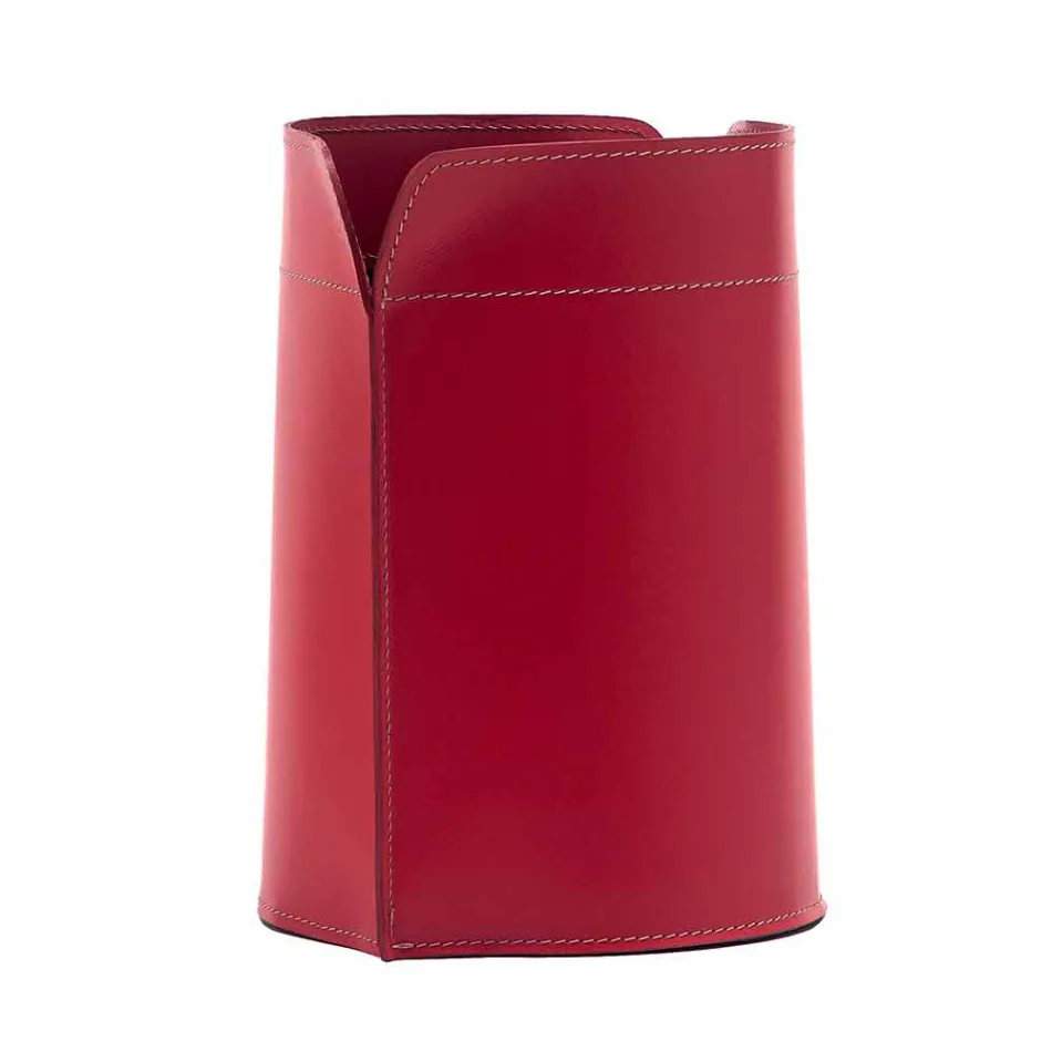 Waste paper basket made in Italy in regenerated Canistro leather Viadurini