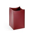 Square Wastepaper Basket in Burgundy Leather Made in Italy - Sky