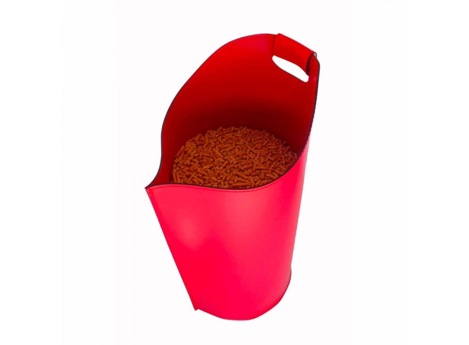 Internal leather pellet basket 15 Kg of Sapel design Viadurini