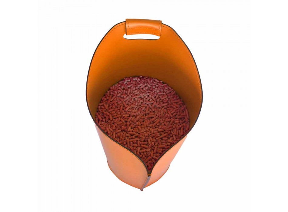 Internal leather pellet basket 15 Kg of Sapel design Viadurini
