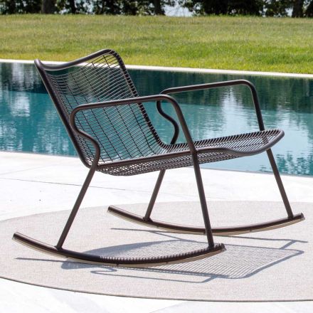Outdoor Rocking Chaise Longue in Galvanized Metal Made in Italy - Vikas Viadurini