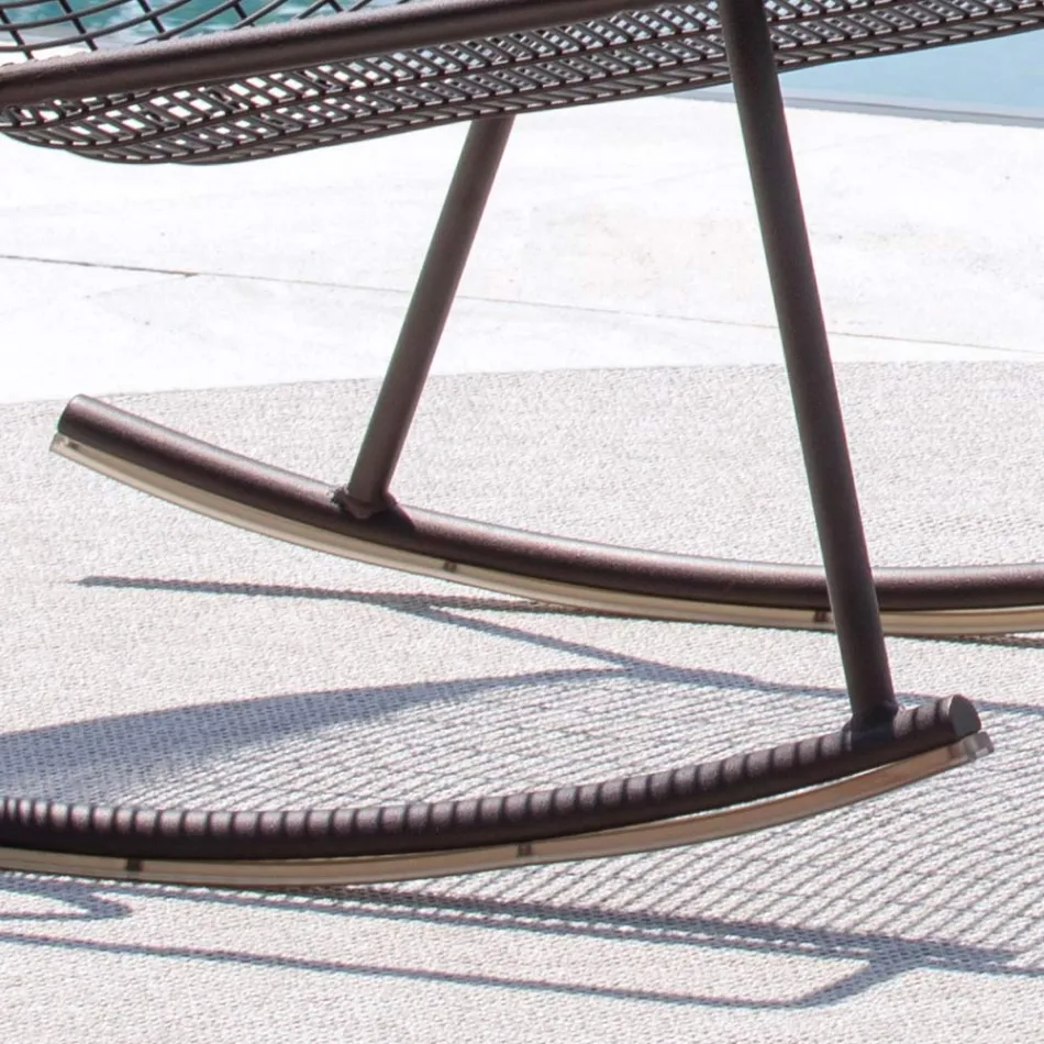 Outdoor Rocking Chaise Longue in Galvanized Metal Made in Italy - Vikas Viadurini