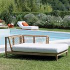 Left Corner Outdoor Chaise Longue in Teak and WaProlace Made in Italy - Oracle Viadurini