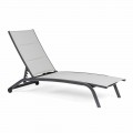 Outdoor Chaise Longue in Aluminum and Textilene with Wheels, 4 Pieces - Monalisa