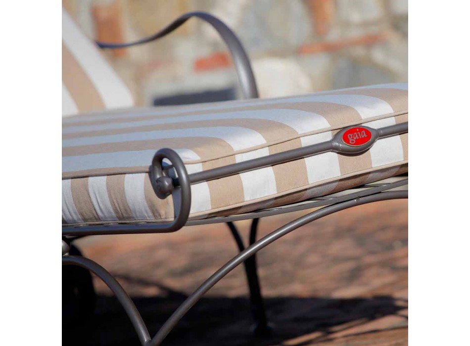Outdoor Chaise Longue in Iron and Handmade Fabric Made in Italy - Relax Viadurini