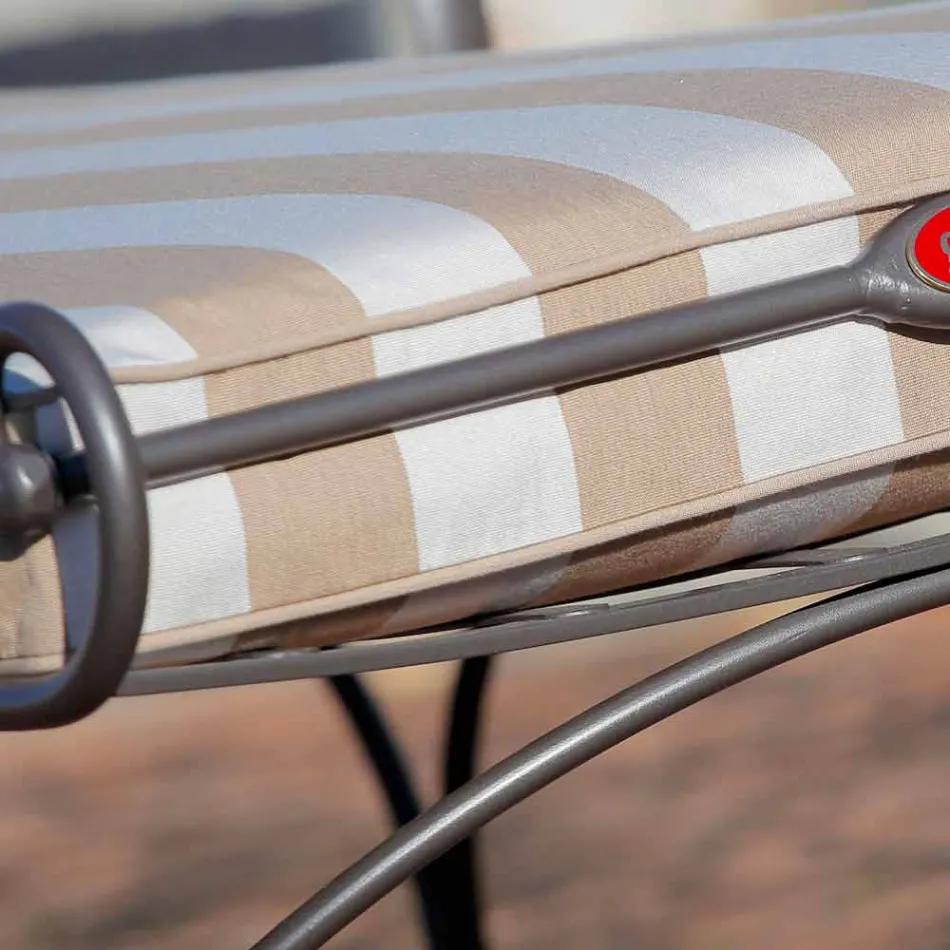Outdoor Chaise Longue in Iron and Handmade Fabric Made in Italy - Relax Viadurini