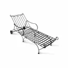 Outdoor Chaise Longue in Iron and Handmade Fabric Made in Italy - Relax Viadurini