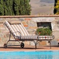 Outdoor Chaise Longue in Iron and Handmade Fabric Made in Italy - Relax