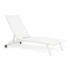 Outdoor Chaise Longue in Textilene and Aluminum with Wheels, 4 Pieces - Babilonia Viadurini