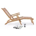 Design Reclining Outdoor Chaise Longue in Natural Wood - Roxen Viadurini
