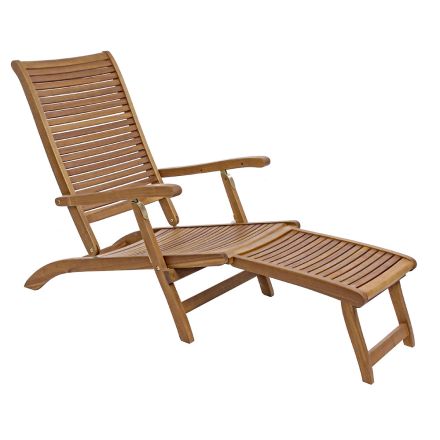 Reclining Outdoor Design Chaise Longue in Natural Wood - Roxen Viadurini