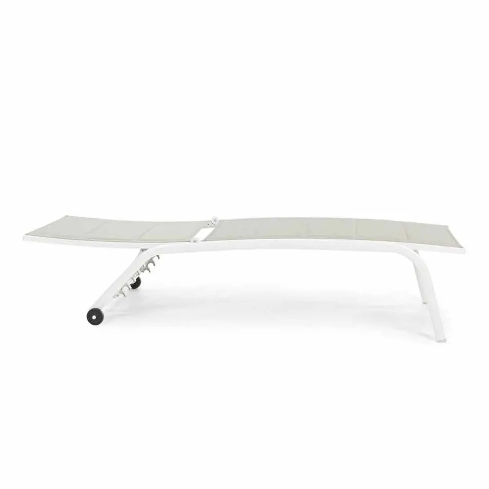 Garden Chaise Longue with Wheels and Reclining Backrest, 4 Pieces - Babilonia Viadurini