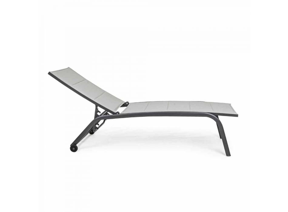 Garden Chaise Longue with Wheels and Reclining Backrest, 4 Pieces - Babilonia Viadurini